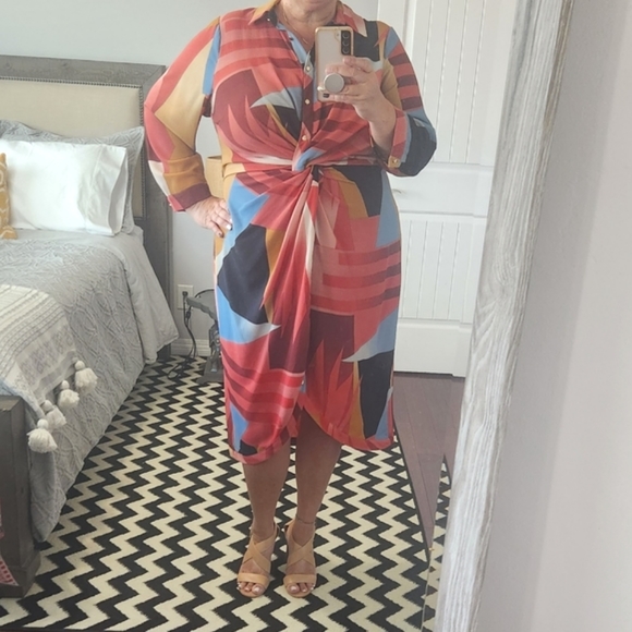 🏷️ City Chic Twist of Fate Geometric Midi Dress 18/20 - Picture 3 of 8